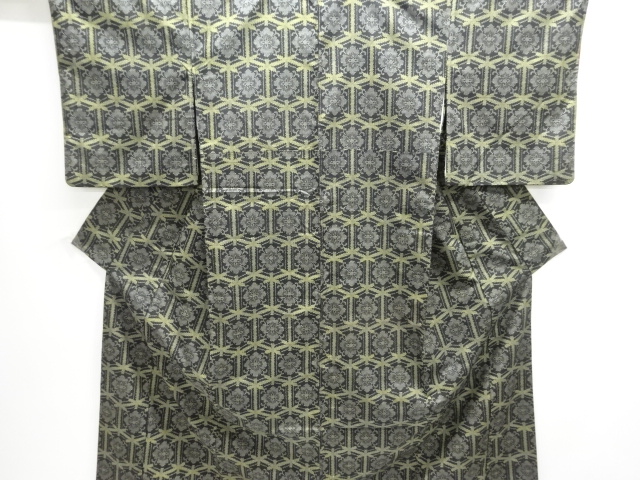 JAPANESE KIMONO / ANTIQUE FLORAL PATTERN TSUMUGI KIMONO ENSEMBLE